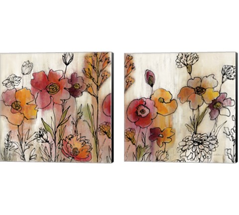 Contemporary Botanical Cream 2 Piece Canvas Print Set by Silvia Vassileva