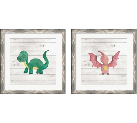 Water Color Dino  2 Piece Framed Art Print Set by Tamara Robinson