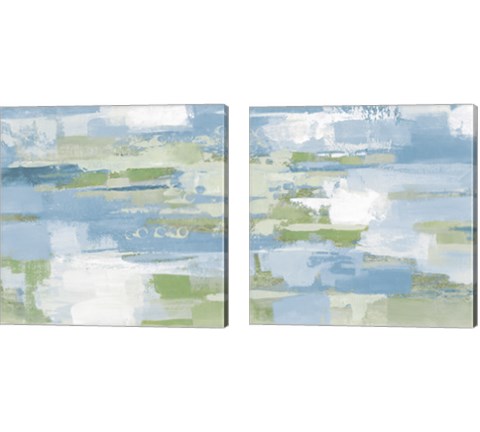 Urban Walkway Blue and Green 2 Piece Canvas Print Set by Silvia Vassileva