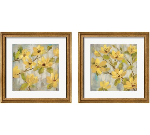 Golden Bloom Neutral 2 Piece Framed Art Print Set by Silvia Vassileva