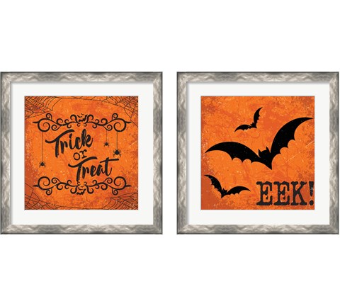 Orange Halloween 2 Piece Framed Art Print Set by ND Art & Design