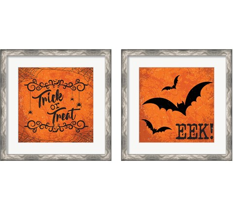 Orange Halloween 2 Piece Framed Art Print Set by ND Art & Design