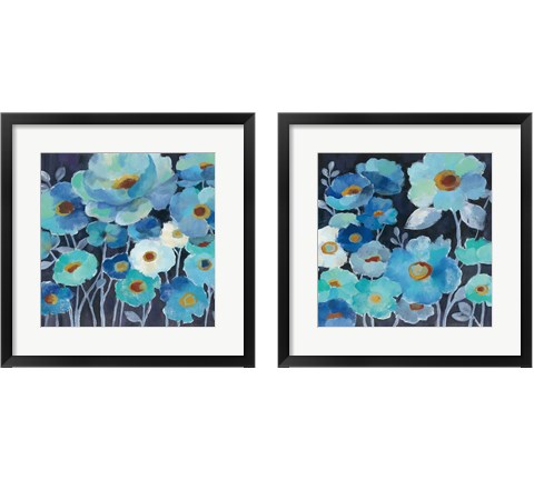 Indigo Flowers 2 Piece Framed Art Print Set by Silvia Vassileva