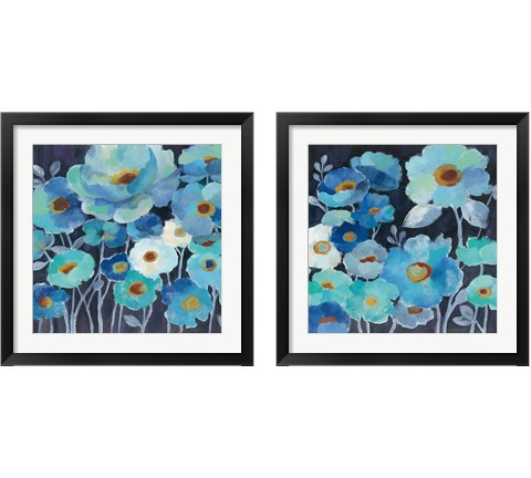 Indigo Flowers 2 Piece Framed Art Print Set by Silvia Vassileva