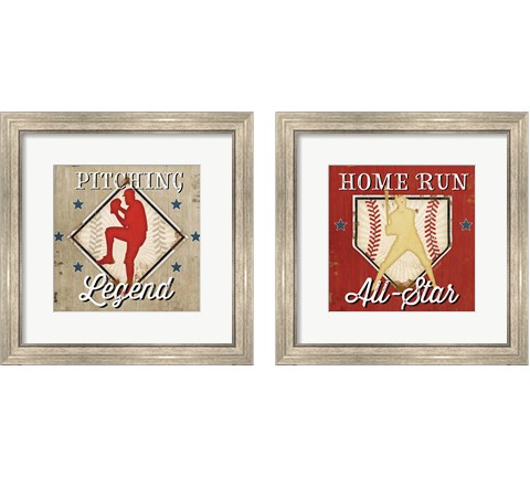 Baseball 2 Piece Framed Art Print Set by Jennifer Pugh