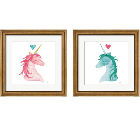 Unicorn Magic Heart 2 Piece Framed Art Print Set by Melissa Averinos