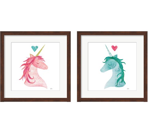 Unicorn Magic Heart 2 Piece Framed Art Print Set by Melissa Averinos