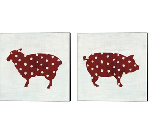 Modern Americana Farm on White 2 Piece Canvas Print Set by Melissa Averinos