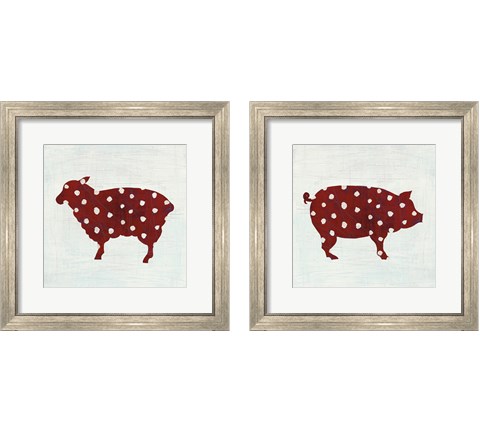 Modern Americana Farm on White 2 Piece Framed Art Print Set by Melissa Averinos