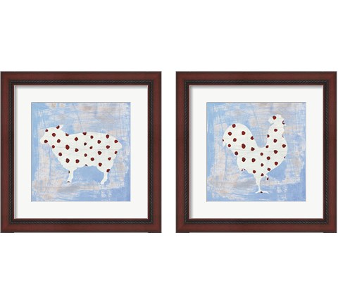 Modern Americana Farm on Blue 2 Piece Framed Art Print Set by Melissa Averinos