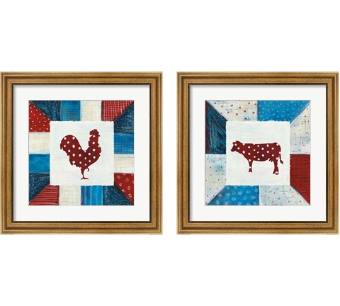 Modern Americana Farm Quilt  2 Piece Framed Art Print Set by Melissa Averinos