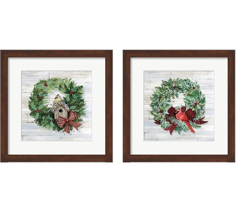 Holiday Wreath 2 Piece Framed Art Print Set by Kathleen Parr McKenna