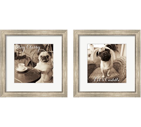 Cafe Pugs 2 Piece Framed Art Print Set by Jim Dratfield