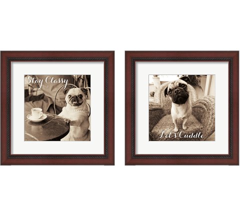 Cafe Pugs 2 Piece Framed Art Print Set by Jim Dratfield