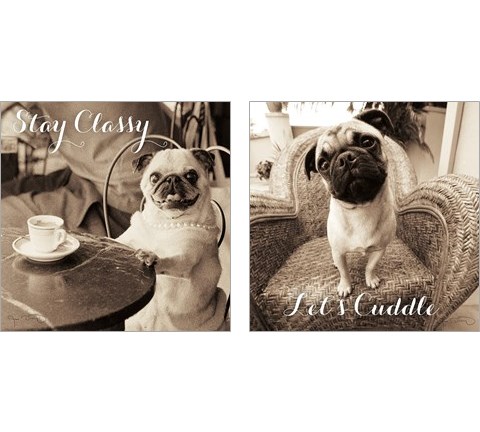 Cafe Pugs 2 Piece Art Print Set by Jim Dratfield