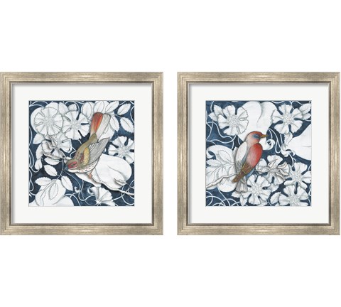 Arts and Crafts Bird Indigo 2 Piece Framed Art Print Set by Wild Apple Portfolio
