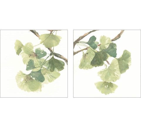 Gingko Leaves on White 2 Piece Art Print Set by Chris Paschke