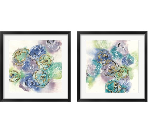 Gold Edged Roses 2 Piece Framed Art Print Set by Chris Paschke