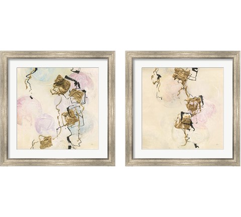 Gold Blocks on Pastel 2 Piece Framed Art Print Set by Chris Paschke