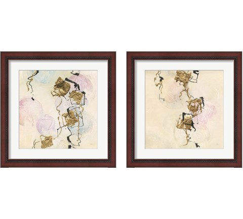 Gold Blocks on Pastel 2 Piece Framed Art Print Set by Chris Paschke