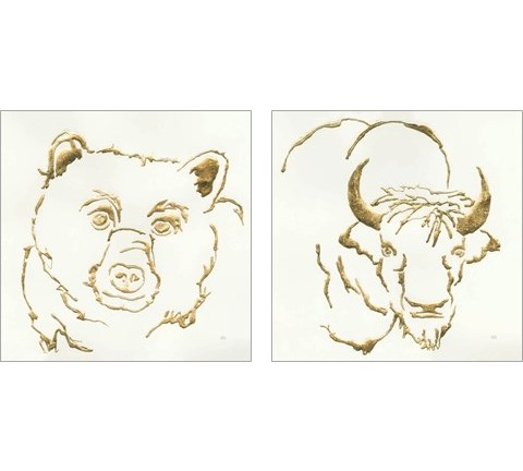 Gilded Wildlife 2 Piece Art Print Set by Chris Paschke