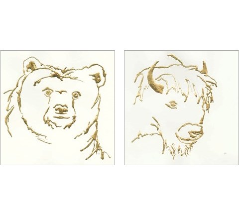 Gilded Wildlife 2 Piece Art Print Set by Chris Paschke