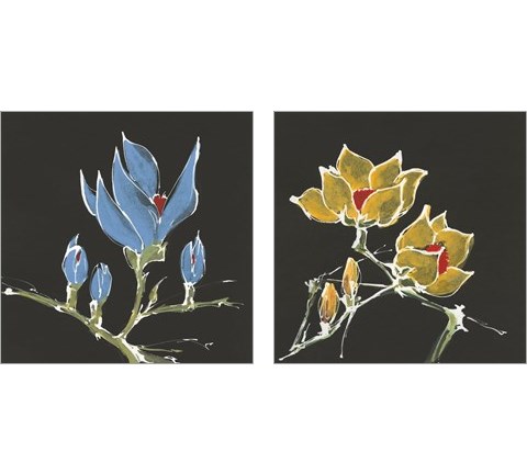 Magnolia on Black 2 Piece Art Print Set by Chris Paschke