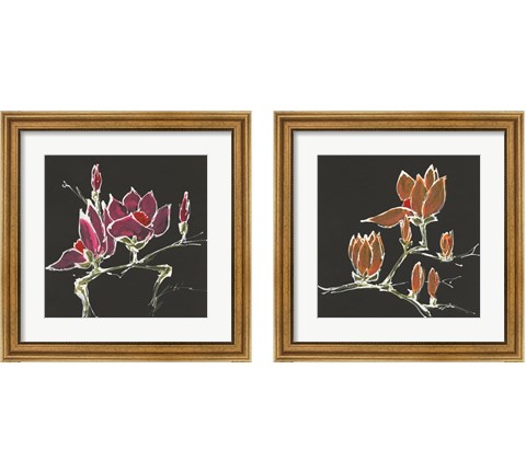 Magnolia on Black 2 Piece Framed Art Print Set by Chris Paschke