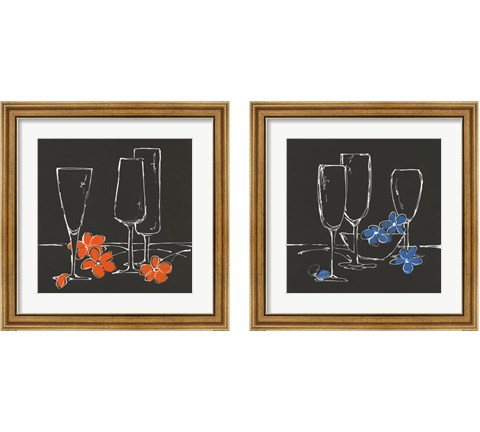 Wine Glasses on Black 2 Piece Framed Art Print Set by Chris Paschke