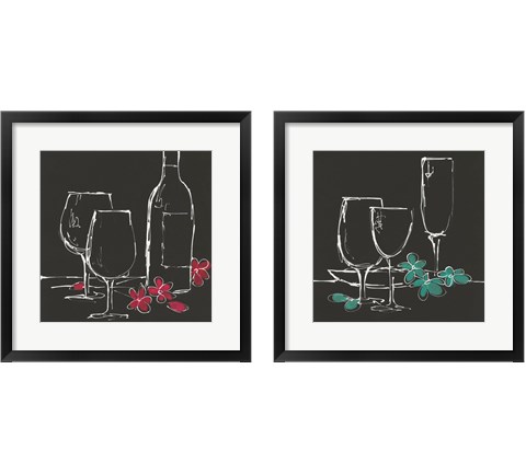 Wine Glasses on Black 2 Piece Framed Art Print Set by Chris Paschke