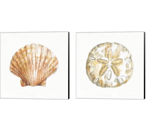 Golden Treasures on White 2 Piece Canvas Print Set by Beth Grove