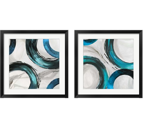 Teal Ring 2 Piece Framed Art Print Set by Tom Reeves