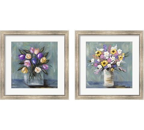 Mixed Pastel Bouquet 2 Piece Framed Art Print Set by Jade Reynolds