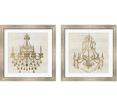 Golden Chandelier 2 Piece Framed Art Print Set by Aimee Wilson