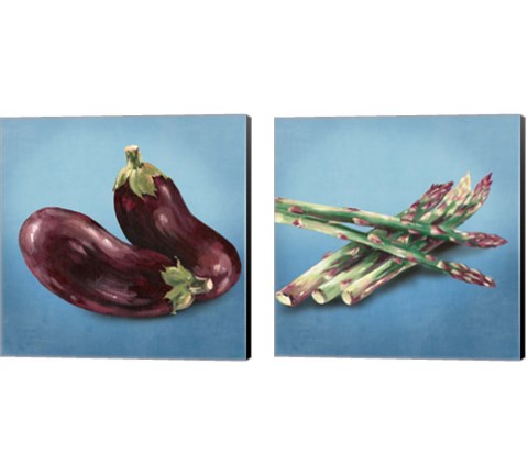 Veggie on Blue 2 Piece Canvas Print Set by Asia Jensen