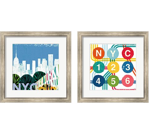 New York City Life NYC 2 Piece Framed Art Print Set by Michael Mullan