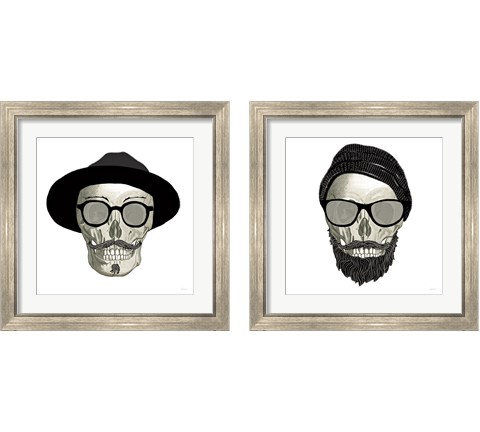 Hipster Skull 2 Piece Framed Art Print Set by Sue Schlabach