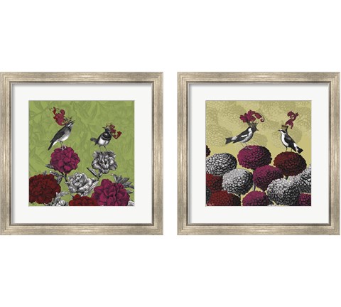 Blooming Birds Florals 2 Piece Framed Art Print Set by Fab Funky