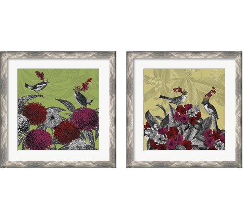 Blooming Birds Florals 2 Piece Framed Art Print Set by Fab Funky