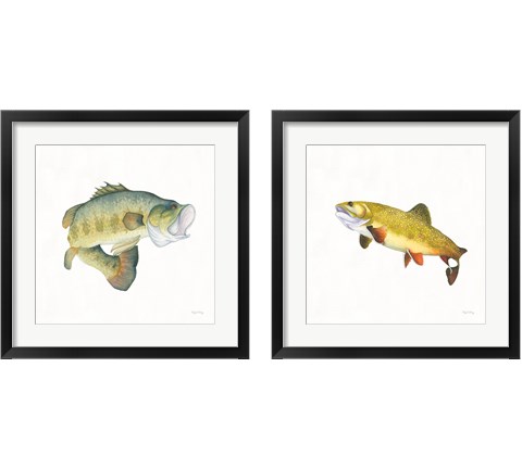 Gone Fishin 2 Piece Framed Art Print Set by Wild Apple Portfolio