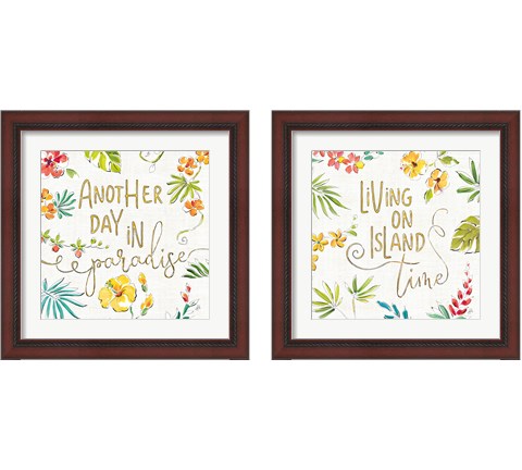 Tropical Oasis White 2 Piece Framed Art Print Set by Daphne Brissonnet