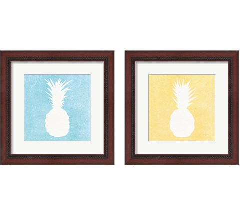 Tropical Fun Pineapple Silhouette 2 Piece Framed Art Print Set by Courtney Prahl