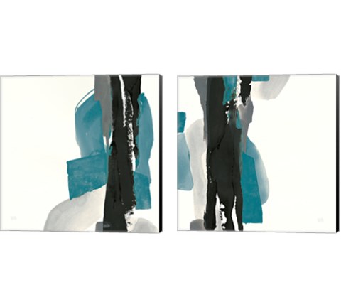 Black and Teal 2 Piece Canvas Print Set by Chris Paschke