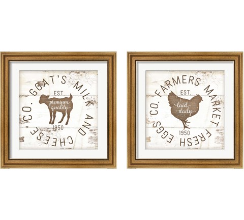 Rustic Farm Signs - Brown 2 Piece Framed Art Print Set by Jennifer Pugh