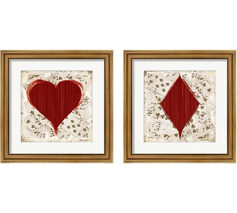 Card Suits 2 Piece Framed Art Print Set by Anita Phillips