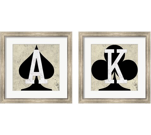 Playing Cards Antique 2 Piece Framed Art Print Set by Aubree Perrenoud