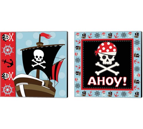 Ahoy Pirate Boy 2 Piece Canvas Print Set by ND Art & Design