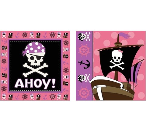 Ahoy Pirate Girl 2 Piece Art Print Set by ND Art & Design