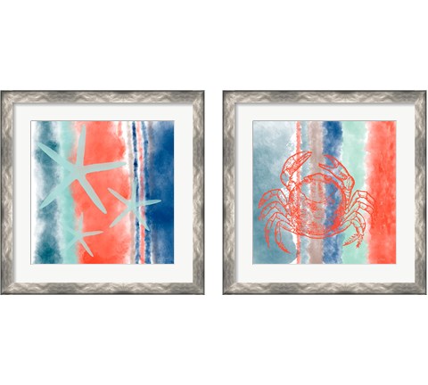 Sealife Stripes 2 Piece Framed Art Print Set by Ramona Murdock