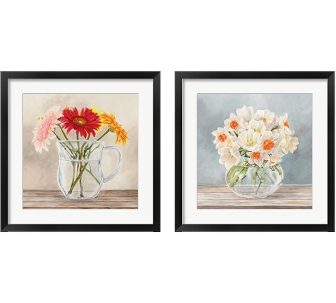 Fleurs et Vases Jaune 2 Piece Framed Art Print Set by Remy Dellal